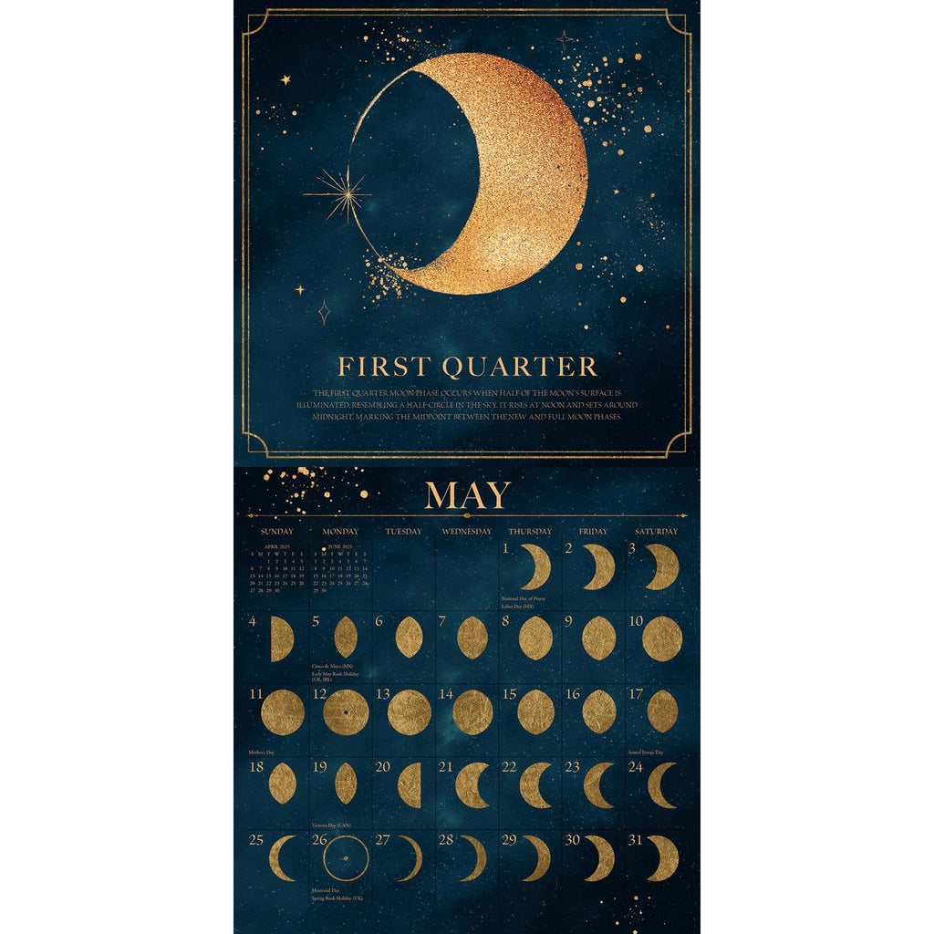 Moon Magic 2025 Moon Phase Wall Calendar Lunar Moon Gift The