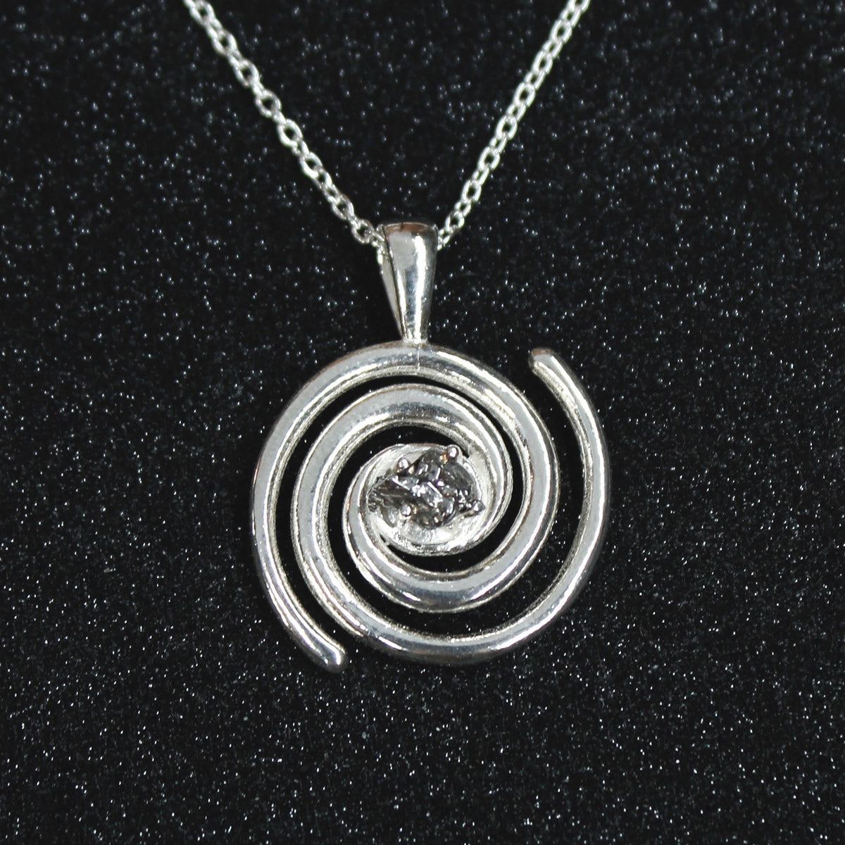 Sterling Silver Spiral Galaxy Meteorite Necklace