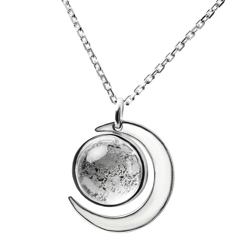 Authentic Moon Dust Crescent Series Necklace (From Lunar Meteorite NWA–  Space & Meteorite Co