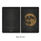 Cute mini small gold moon notebooks space gift, 2-pack, showing front and back