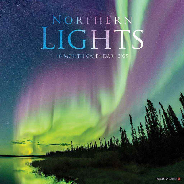 Front of Northern Lights 2025 Wall Calendar space gift