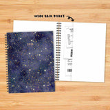 2025 Starry Night Sky weekly planner calendar notebook - blue with gold stars