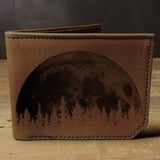 Big  moon and trees space-themed genuine leather wallet!