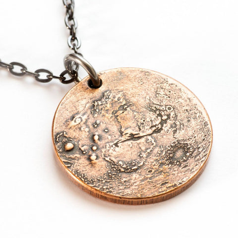 Solid copper double-sided Mars coin necklace - the perfect Mars gift for space lovers!