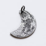 Fine silver double-sided crescent moon coin keychain - the perfect moon gift! Showing near side of the Moon.