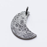 Fine silver double-sided crescent moon coin keychain - the perfect moon gift! Showing far side of the Moon.