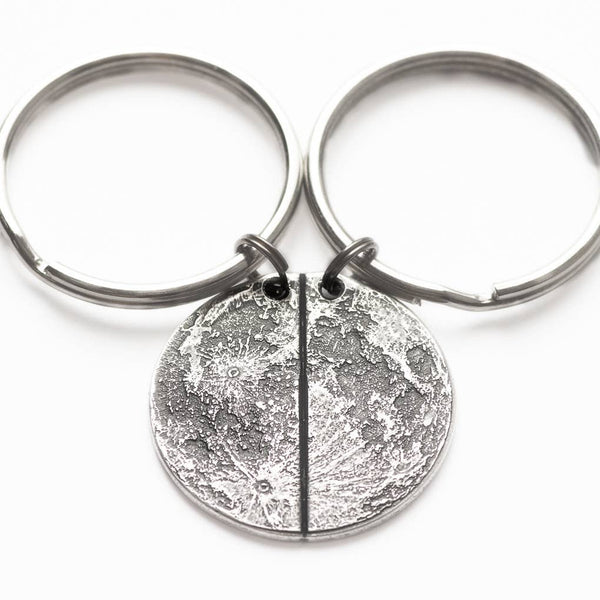 Fine silver double-sided full moon coin breakable keychain - the perfect moon gift! Showing near side of the Moon.