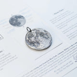 Fine silver double-sided supermoon full moon coin keychain - the perfect moon gift! Showing near side of the Moon.