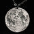 Fine silver double-sided supermoon full moon coin pendant necklace - the perfect moon gift! Showing near side of the Moon with black chain.