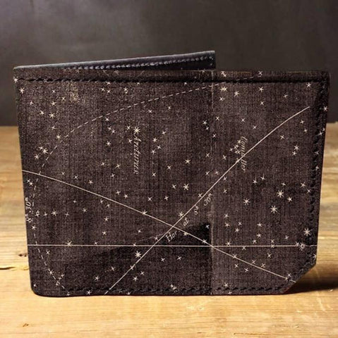 Vintage constellation print space-themed genuine leather wallet! 