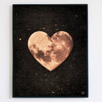 8x10" Heart shaped moon in space art print