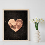 8x10" Heart shaped moon in space art print