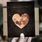 Heart shaped moon in space Happy Mother's Day card