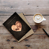 Heart shaped moon in space Happy Mother's Day card