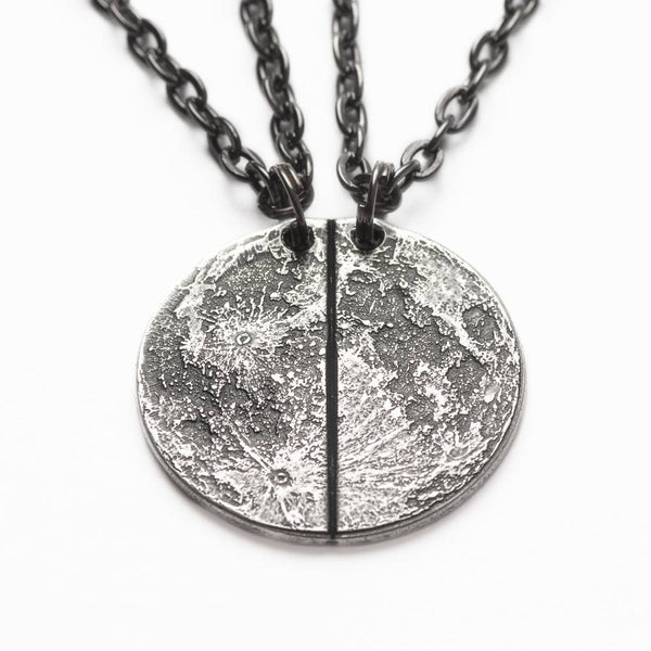 Sterling silver full moon necklace that breaks into to half moons! Perfect space gift for space lover, love and friendship.