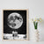 8x10" honeymoon moon in space art print - shown in frame with flowers