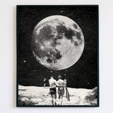 8x10" honeymoon moon in space art print - shown in black frame