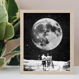 8x10" honeymoon moon in space art print - shown in frame