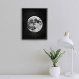 8x10" moon in space art print, shown on wall