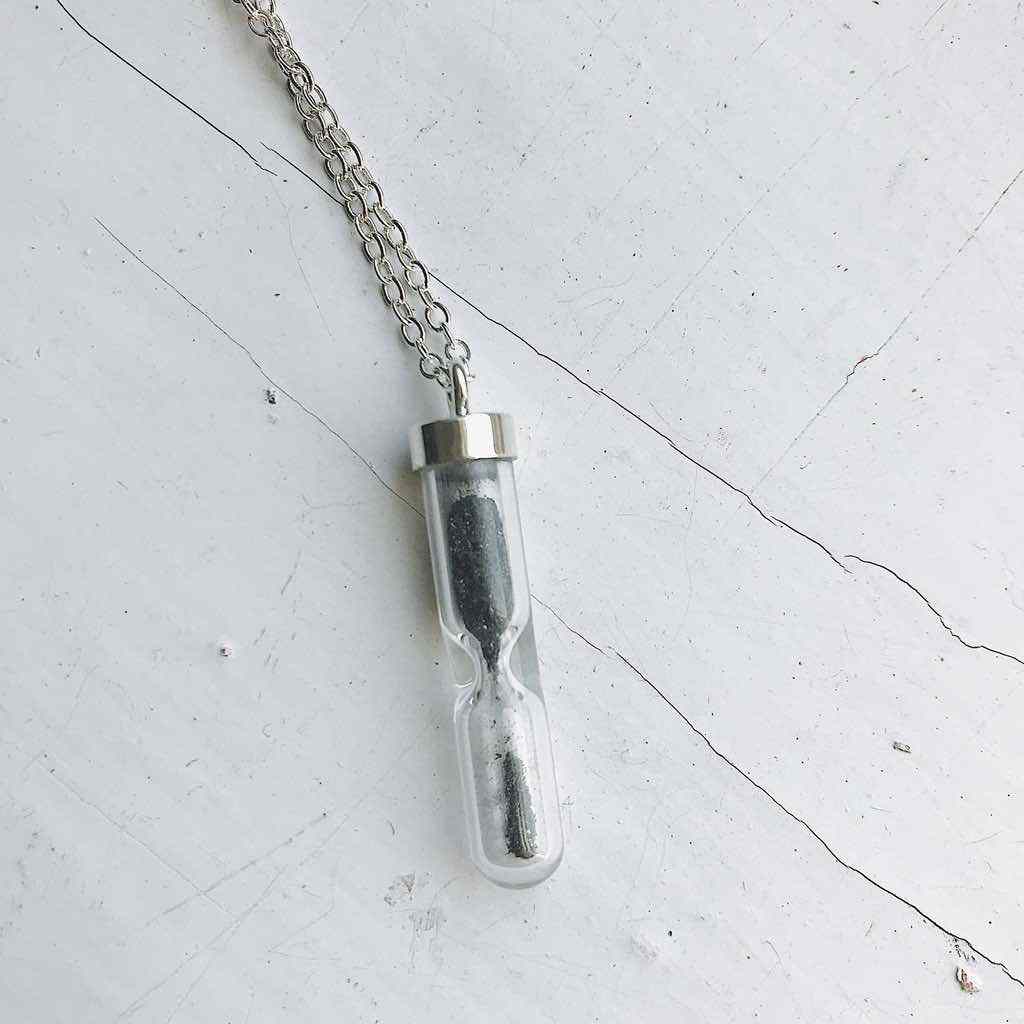 Meteorite Stick Pendant 2024 & Chain in Rhodium over Sterling Silver