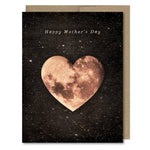 Heart shaped moon in space Happy Mother's Day card